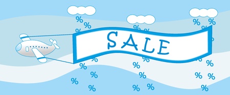 banner sale and airplaneのイラスト素材