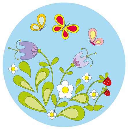 illustration. Flower and butterfly.のイラスト素材