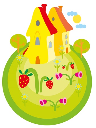 illustration. House on planet.のイラスト素材