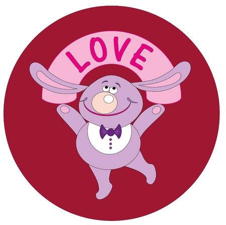 Vector illustration. Two valentine love rabbit.のイラスト素材