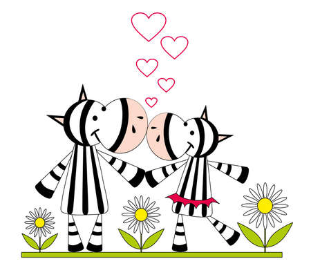 Vector illustration. Valentine love zebra.のイラスト素材