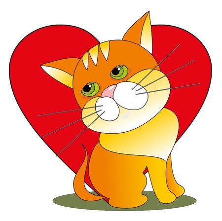 Vector illustration. Valentine love cat.のイラスト素材