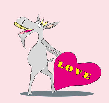 Vector illustration. Valentine love goat.のイラスト素材