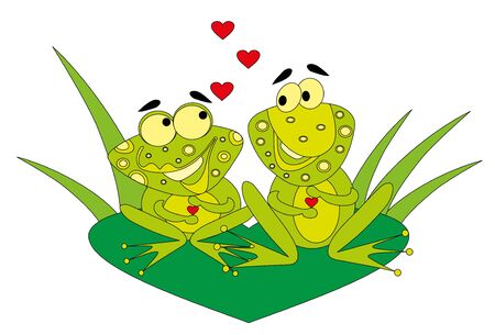 Vector illustration. Love frogs.のイラスト素材