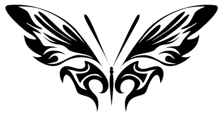 Vector illustration. Tattoo black butterflyのイラスト素材