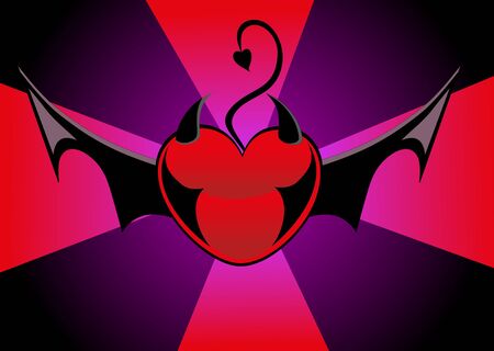 Vector illustration. Valentine devil heartのイラスト素材