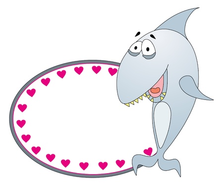 Vector illustration. Love sharkのイラスト素材