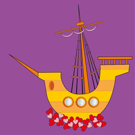 Vector illustration. Love sailing vesselのイラスト素材