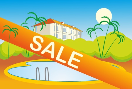 selling the mansion with poolのイラスト素材