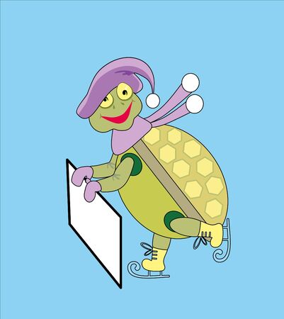 Vector illustration: turtle on the skatesのイラスト素材