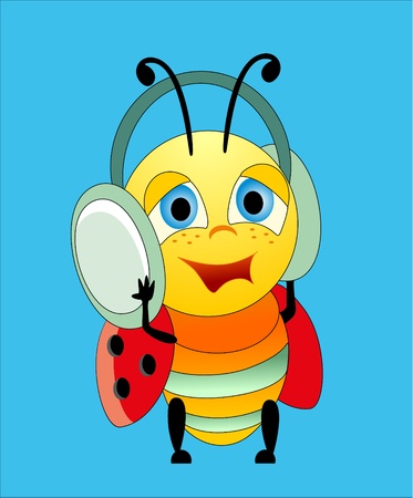 Ladybug and earphonesのイラスト素材