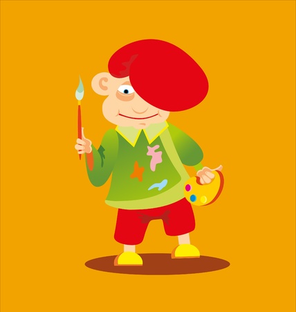the artist with paintsのイラスト素材