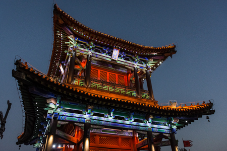Beautiful temple on the Xi'An city walls, Chinaの写真素材