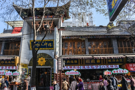 Temple in the main market street of Xi'An, Chinaのeditorial素材