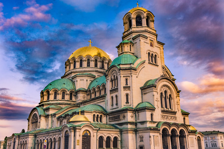 Beautiful Aleksander Nevsky Cathedral of Sofia at sunset, Bulgariaの写真素材
