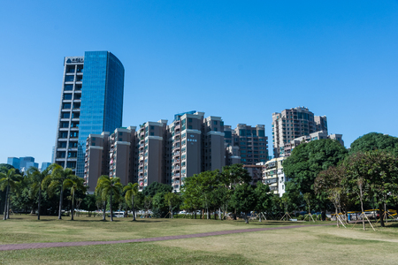 SHENZHEN, CHINA, JANUARY 12 2018: Modern skyscrapers in Shenzhen business and technological districtのeditorial素材