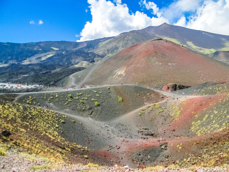 Beautiful landscape of the crater of the Etna mount volcano in Sicily, Italyの写真素材