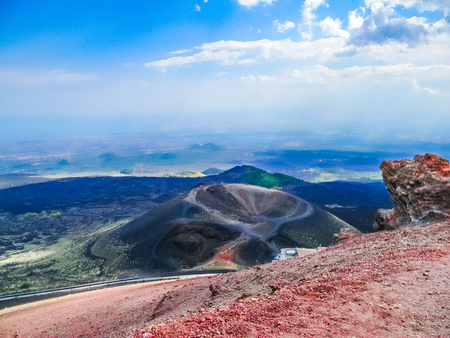 Beautiful landscape of the crater of the Etna mount volcano in Sicily, Italyの写真素材