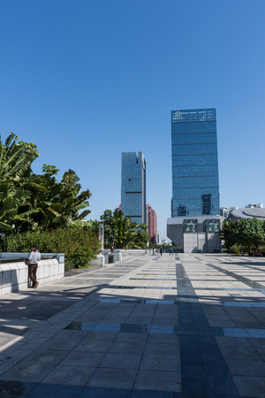 SHENZHEN, CHINA, JANUARY 12 2018: Modern skyscrapers in Shenzhen business and technological districtのeditorial素材