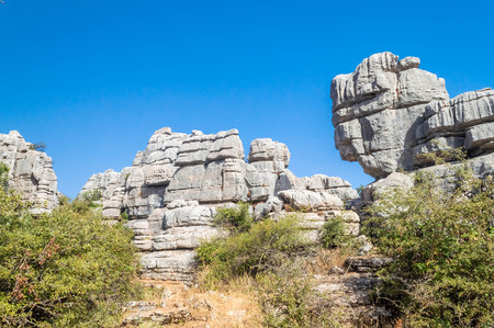 El Torcal rock formations, Andalusia, Spainの写真素材