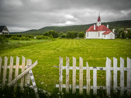 Karasjok wooden church, Lapland, Norwayの写真素材