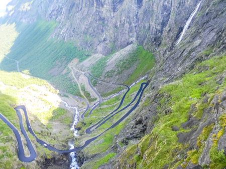 The Trollstigen road in the mountains of Norwayの写真素材