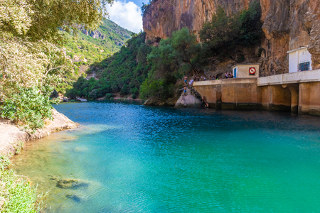 Clear water river of Akchour, moroccoの写真素材