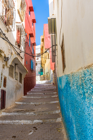 Streets of the sacred town of Moulay Idriss, Moroccoの写真素材