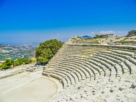 Great greek theatre of Segesta, Sicilyの写真素材