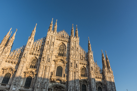 Milan Cathedral (Duomo di Milano) at sunset, Italyの写真素材