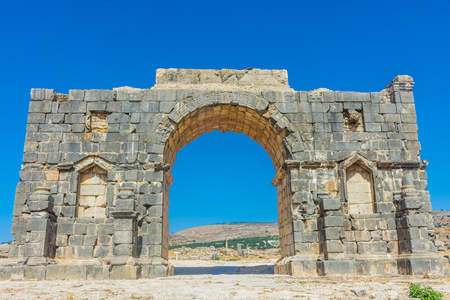 Great arch of Volubilis roman ruins, Moroccoの写真素材