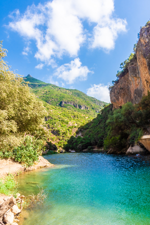 Clear water river of Akchour, moroccoの写真素材