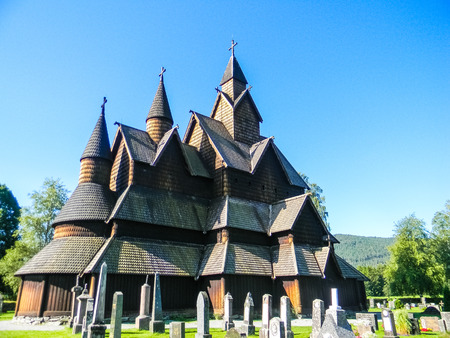 Heddal wooden church, Norwayの写真素材