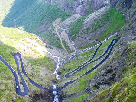 The Trollstigen road in the mountains of Norwayの写真素材