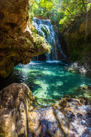 Waterfall of Akchour, Talassemtane National Park, Moroccoの写真素材