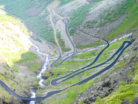 The Trollstigen road in the mountains of Norwayの写真素材