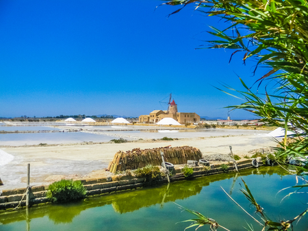 Salt Flats of Trapani, Sicilyの写真素材