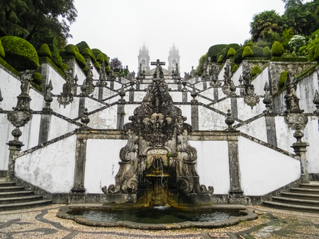 BRAGA, PORTUGAL, 27 MARCH 2017: Beautiful stairs of the Bom Jesus do Monte Sanctuaryのeditorial素材
