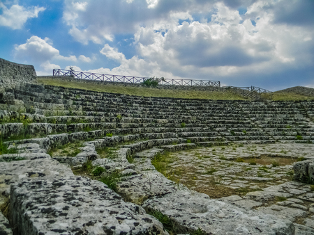 Greek ancient theatre in Sicilyの写真素材
