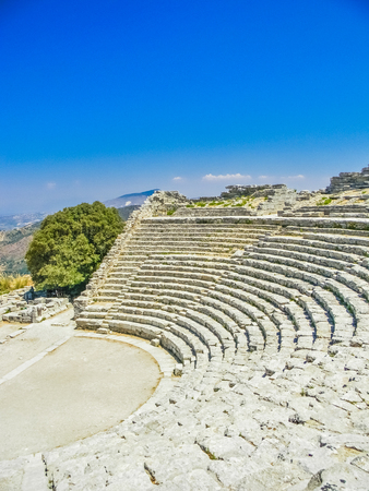 Great greek theatre of Segesta, Sicilyの写真素材