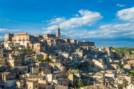 The Sassi di Matera, beautiful ancient stone town in Basilicata, southern Italyの写真素材