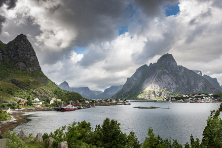 Landscape of Reine village, Lofoten islands, Norwayの写真素材