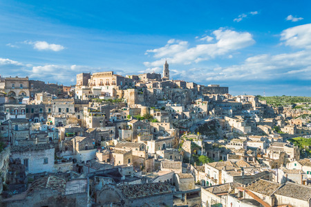 The Sassi di Matera, beautiful ancient stone town in Basilicata, southern Italyの写真素材