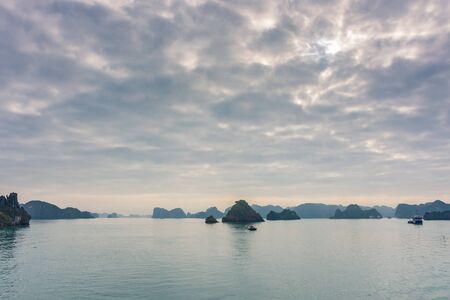 Dawn over Ha Long Bay, Vietnamの写真素材