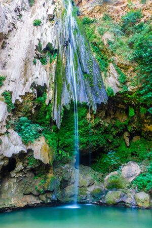Big Waterfall of Akchour, Talassemtane national park, moroccoの写真素材
