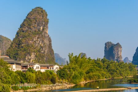 Landscape of the Li River in Yangshuo, Chinaの写真素材