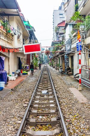 HANOI, VIETNAM, 4 JANUARY 2020: The Train Street of Hanoiの写真素材