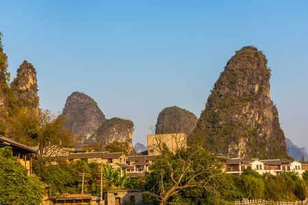 Landscape of the Li River in Yangshuo, Chinaの写真素材