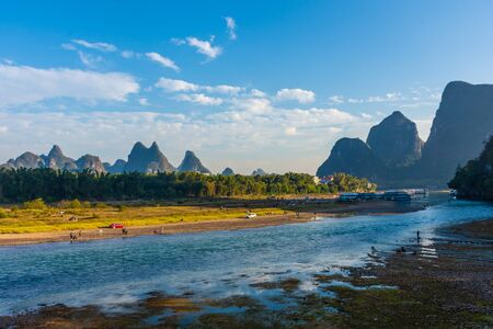 Landscape of the Li River in Yangshuo, Chinaの写真素材