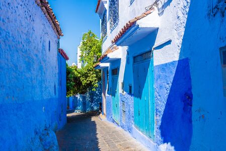 Blue streets of chefchaouen, Moroccoの写真素材